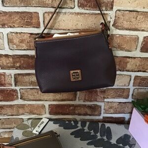 Dooney & Bourke Brown Leather Shoulder Bag pouchette nwt